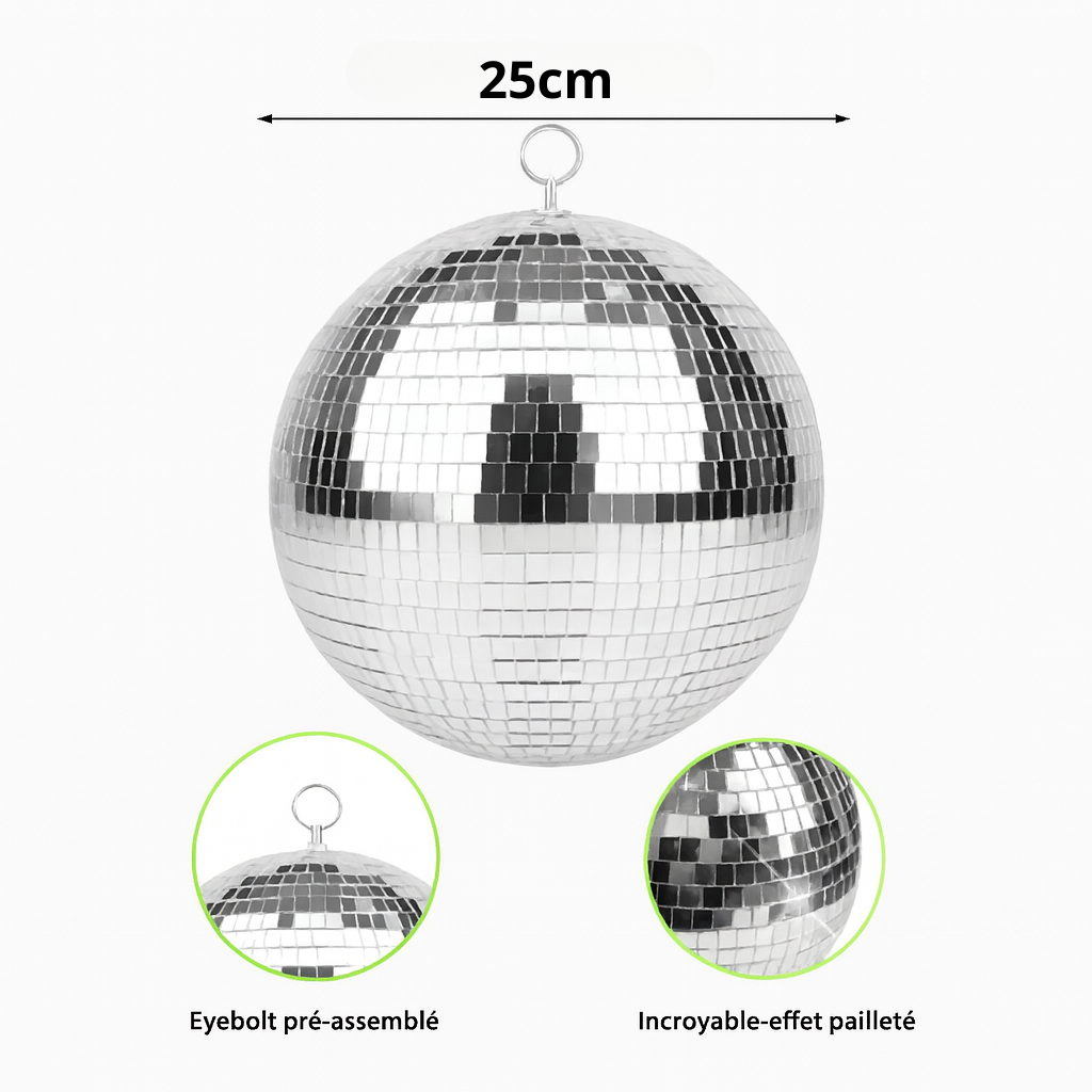 Boule Disco 25cm Argentée - Accessoire pour Fêtes & Événements