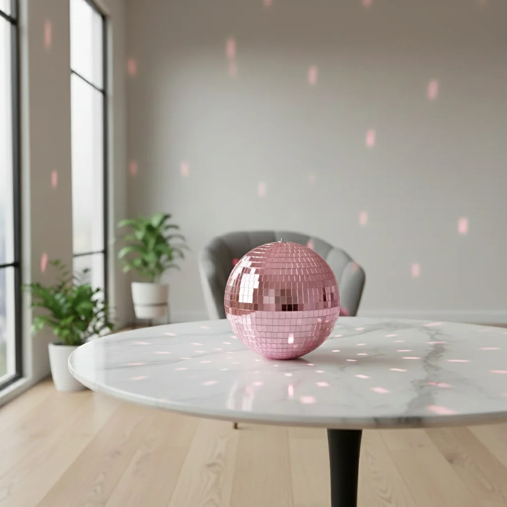 Boule Disco 18cm Rose - Déco & Intérieur
