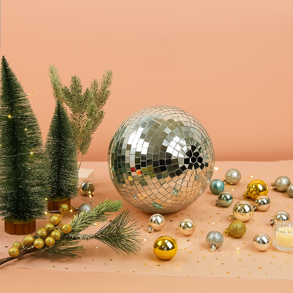 Boule Disco 20cm Gris Argentée - Accessoire pour Fêtes & Événements