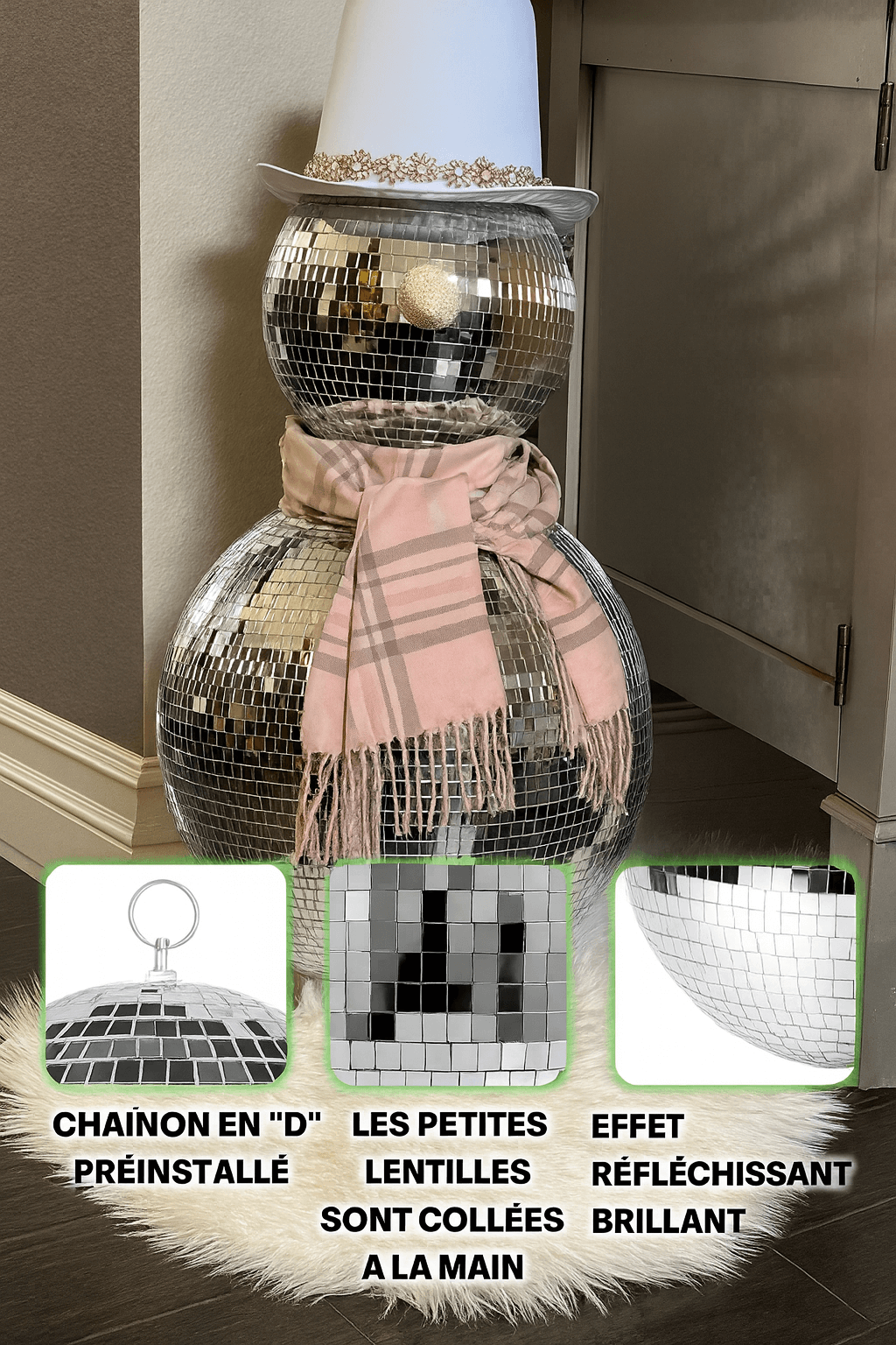 Boule Disco 50cm Gris Argentée - Accessoire pour Déco & Intérieur