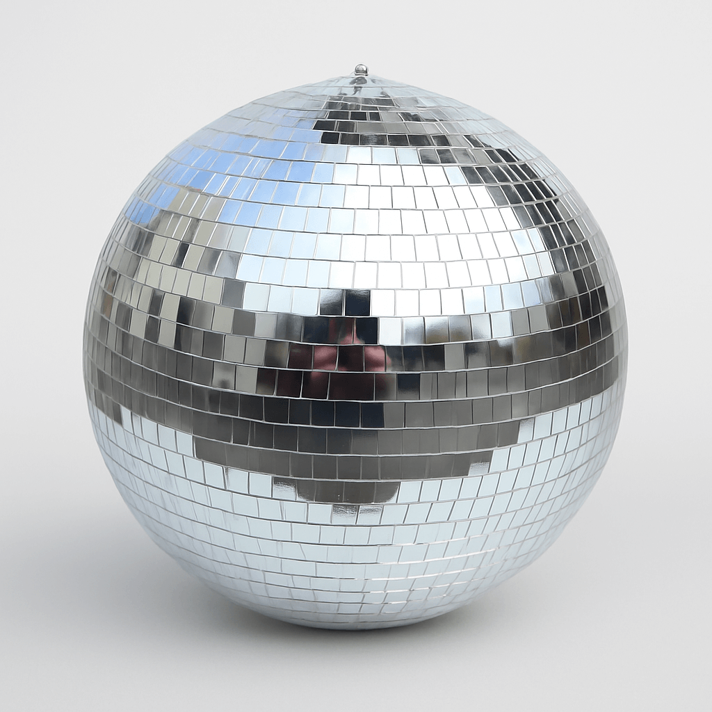 Boule Disco 40cm gris argentée, accessoire festif pour des moments inoubliables lors de fêtes et événements.