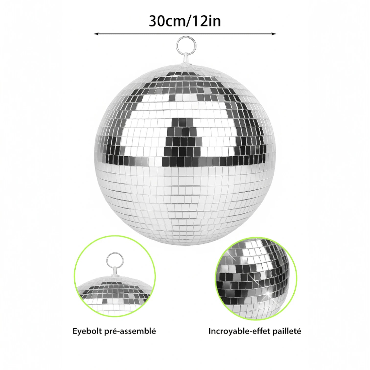 Boule Disco 30cm Gris Argentée - Fêtes & Événements
