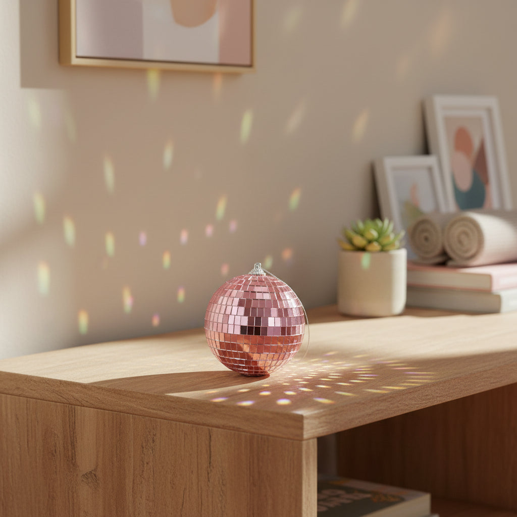 Mini Boule Disco 8cm Rose - Déco & Intérieur